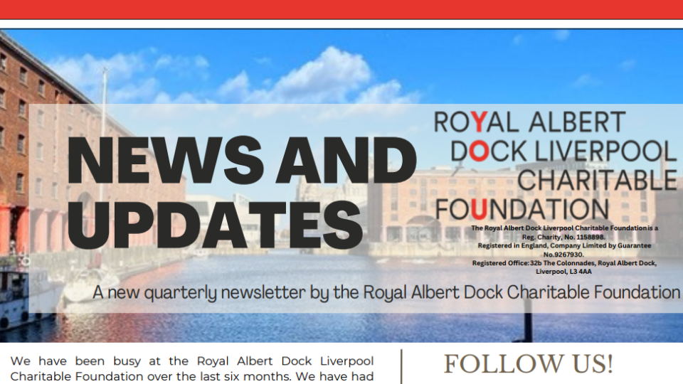 A preview of our newsletter. The main banner at the top of the page with the title of news and updates. The logo for the charity is also visible.